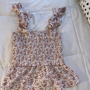 Floral crop top with sleeve bows